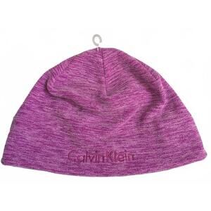 NWT Calvin Klein Women's Purple Blur Fleece Beanie Hat Cap Logo OS One Size